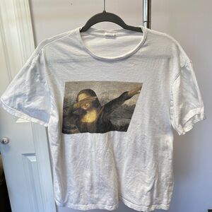 White Short Sleeve Tee with Artistic Design